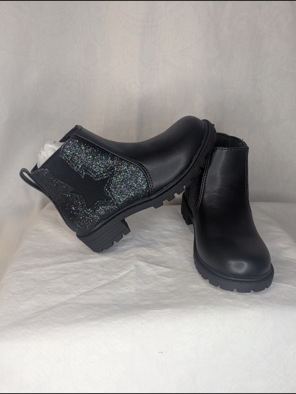 Lands' End Black Glitter Star Chelsea Boots - Kids